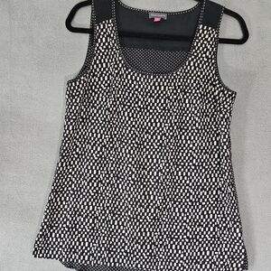 Vince Camuto Womens Sleeveless Shirt Size 4 Black Square Neck Geometric